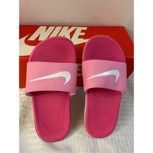Nike soccer slides size 13 big girls pink white